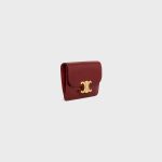 CARD HOLDER WITH FLAP TRIOMPHE IN SHINY CALFSKIN DARK RUBY - Image 2